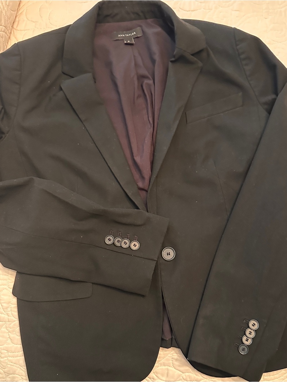 Ann Taylor Women's Black Notch-Lapel Blazer